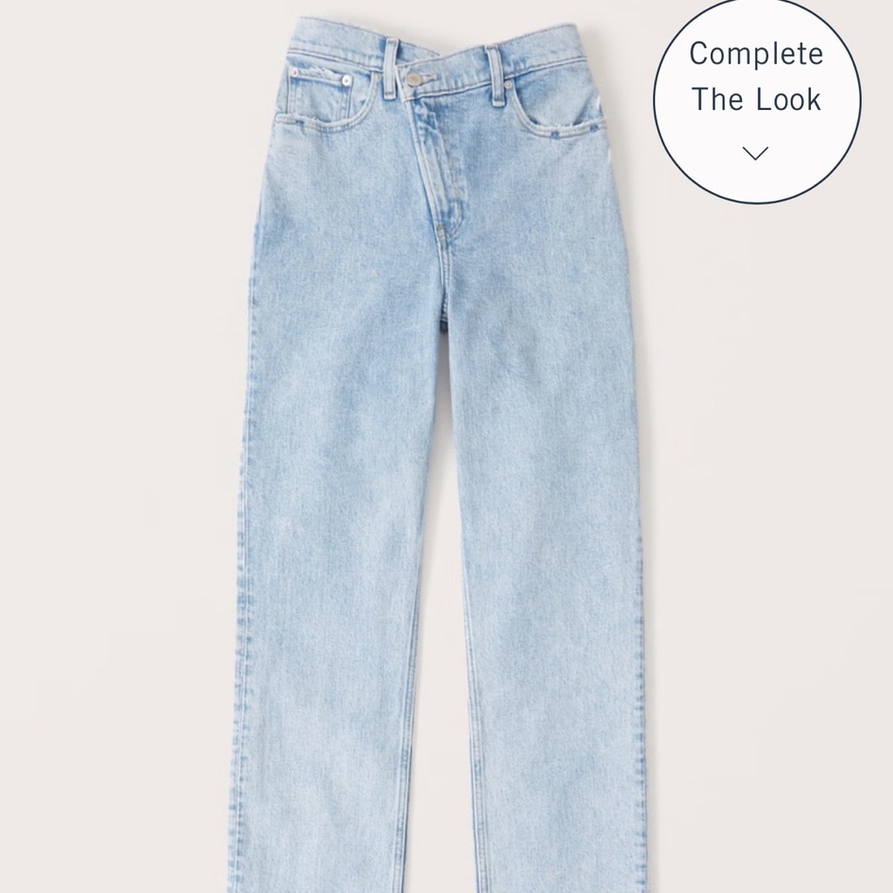 Abercrombie ultra high rise 90s straight jeans with criss cross waistband